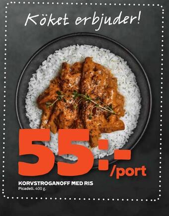 Stora Coop Korvstroganoff med ris erbjuda