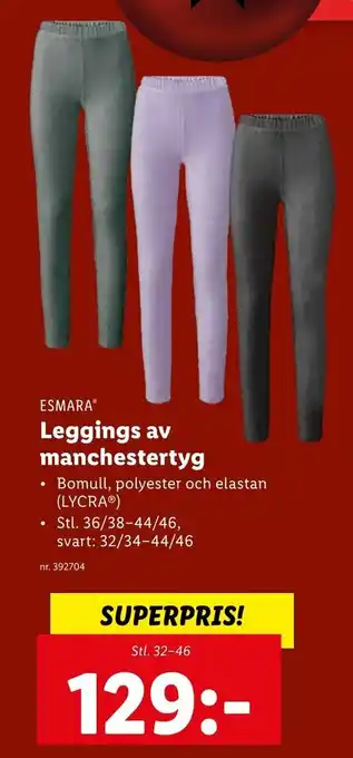 Lidl Leggings Av Manchestertyg erbjuda