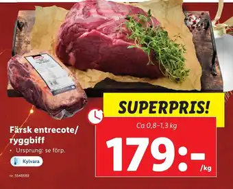 Lidl Färsk Entrecote/Ryggbiff erbjuda