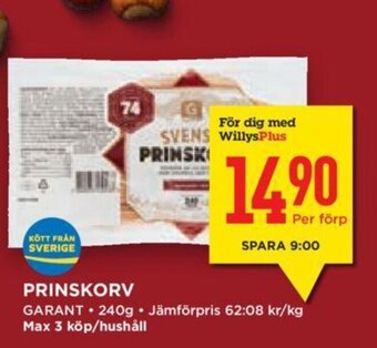 Willys Prinskorv erbjuda
