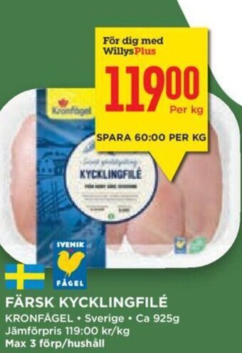 Willys Färsk Kycklingfilé erbjuda