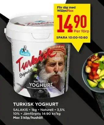 Willys Turkish Yoghurt 1kg erbjuda