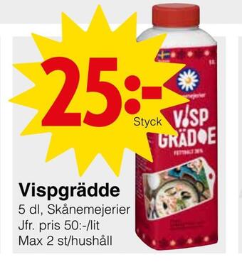 Matöppet Vispgrädde erbjuda