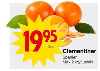 Matöppet Clementiner erbjuda