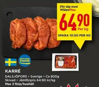 Willys Karré 800g erbjuda