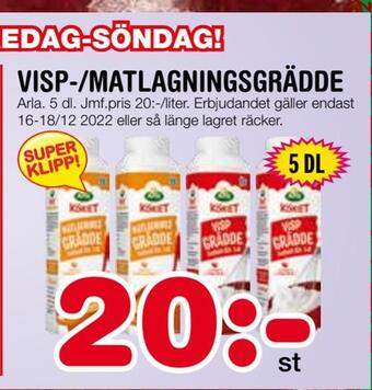 Nya Pulsen Visp-/matlagningsgrädde erbjuda