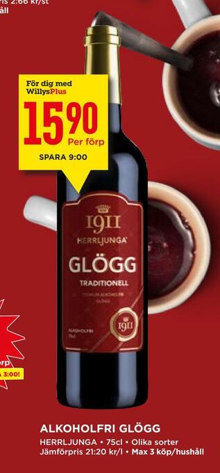 Willys Alkoholfri glögg erbjuda