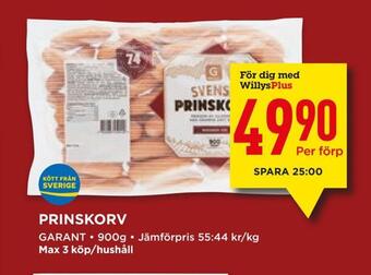 Willys Prinskorv erbjuda