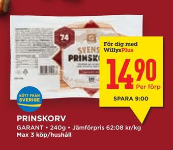 Willys Hemma Prinskorv erbjuda