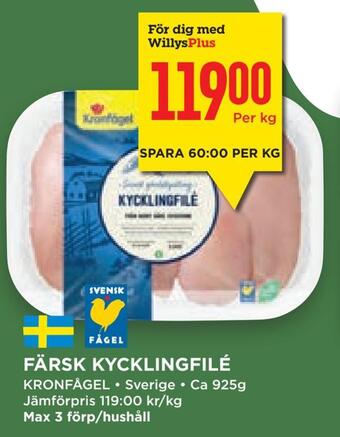 Willys Hemma Färsk kycklingfilé erbjuda