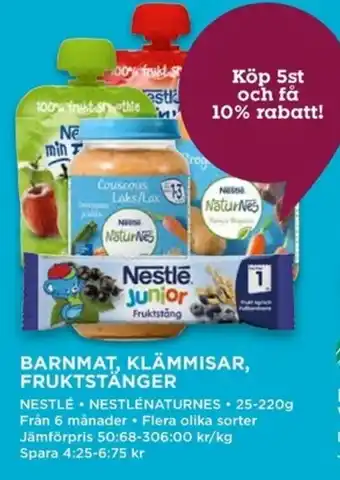 Barnmat, Klämmisar, Fruktstänger 25-220g