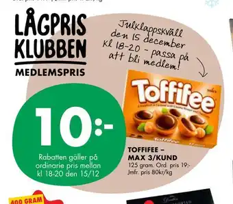 ÖoB Toffifee - max 3/kund erbjuda