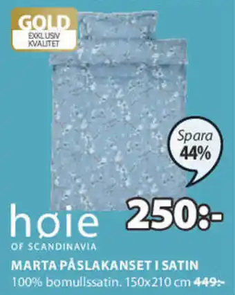 JYSK Hoie Marta Påslakanset I Satin 150x210cm erbjuda