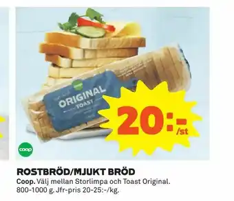 Coop Daglivs Rostbröd/mjukt bröd erbjuda