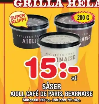 Nya Pulsen Såser aioli, café de paris, bearnaise erbjuda