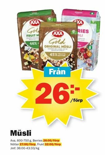 Pekås Müsli erbjuda