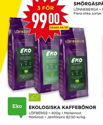 Willys Ekologiska kaffebönor erbjuda