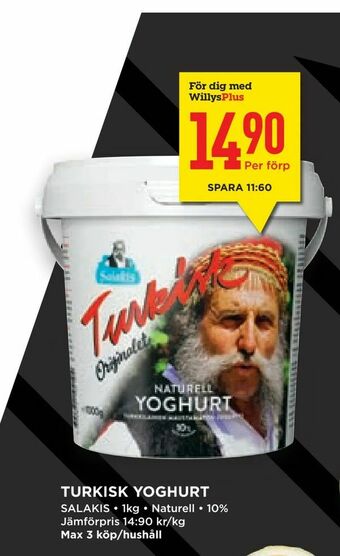 Willys Turkisk yoghurt erbjuda