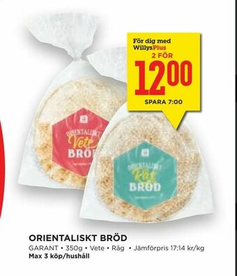 Willys Orientaliskt bröd erbjuda