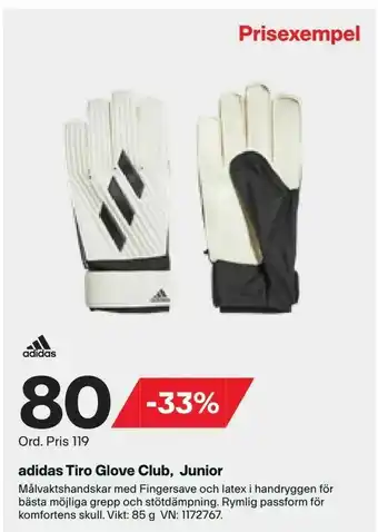 XXL adidas Tiro Glove Club, Junior erbjuda