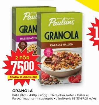 Willys Granola erbjuda