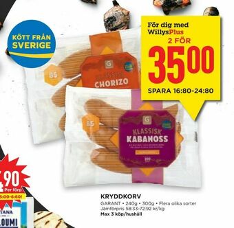 Willys Kryddkorv erbjuda