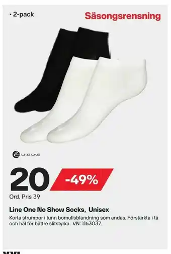 XXL Line One No Show Socks, Unisex erbjuda