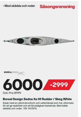 XXL Boreal Design Sedna Xo Hf Rudder / Skeg White erbjuda