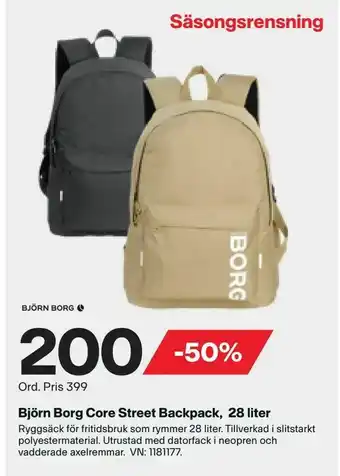 XXL Björn Borg Core Street Backpack, 28 liter erbjuda