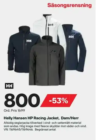 Helly Hansen HP Racing Jacket, Dam/Herr