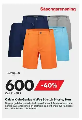 XXL Calvin Klein Genius 4 Way Stretch Shorts, Herr erbjuda