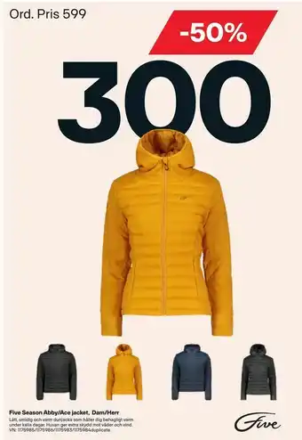 XXL Five Season Abby/Ace jacket, Dam/Herr erbjuda