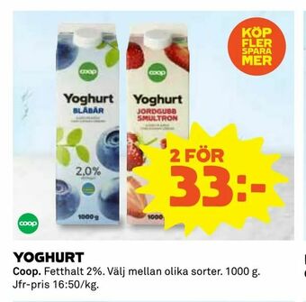 Coop Yoghurt erbjuda