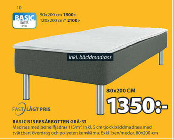 JYSK Fast Lågt Pris Basic B15 Resårbotten Grå-33 80x200cm erbjuda