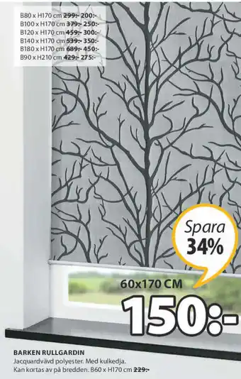 JYSK Barken Rullgardin 60x170cm erbjuda