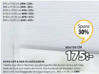 JYSK Hven Upp & Ner Plisségardin 60x130 erbjuda
