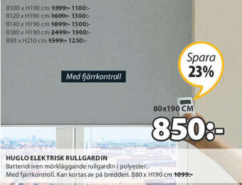 JYSK Huglo Elektrisk Rullgardin 80x190cm erbjuda