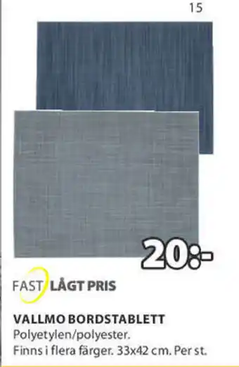 JYSK Fast Lågt Pris Vallmo Bordstablett 33x42cm erbjuda
