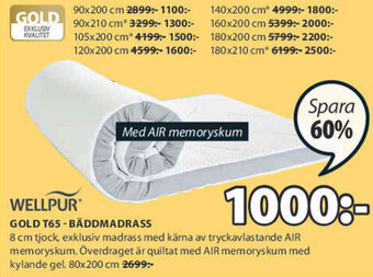 JYSK Wellpur Gold T65 - Bäddmadrass 80x200cm erbjuda