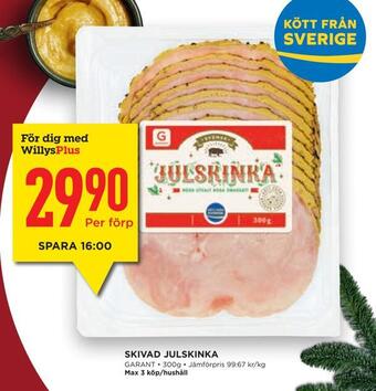Willys Hemma Skivad julskinka erbjuda
