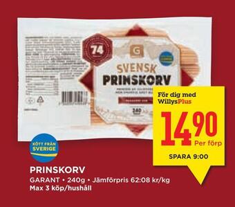 Willys Hemma Prinskorv erbjuda