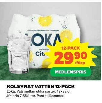 Coop Kolsyrat vatten 12-pack erbjuda