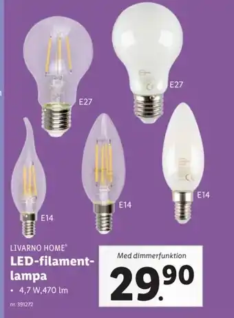 Lidl LED-Filament Lampa erbjuda