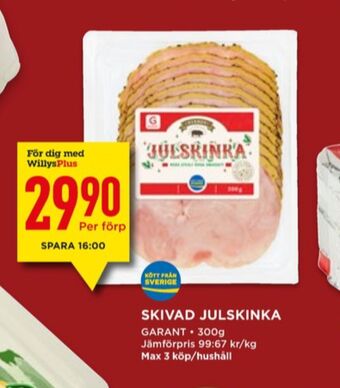 Willys Garant julskinka erbjuda