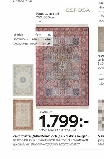 XXXLutz Vävd matta 'Silk-Moud' och 'Silk Täbriz beige' erbjuda