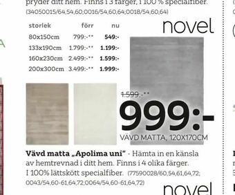 XXXLutz Vävd matta 'Apolima uni' erbjuda