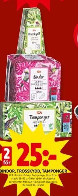 ICA Kvantum Bindor, Trosskydd , Tamponger erbjuda