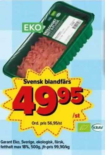 Östenssons Garant Eko Svensk blandfärs 500g erbjuda