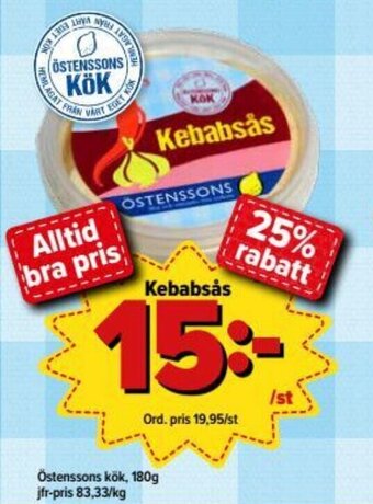 Östenssons Östenssons kök Kebabsås 180g erbjuda