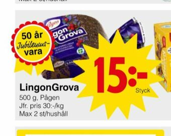 Matöppet LingonGrova Rågbröd erbjuda